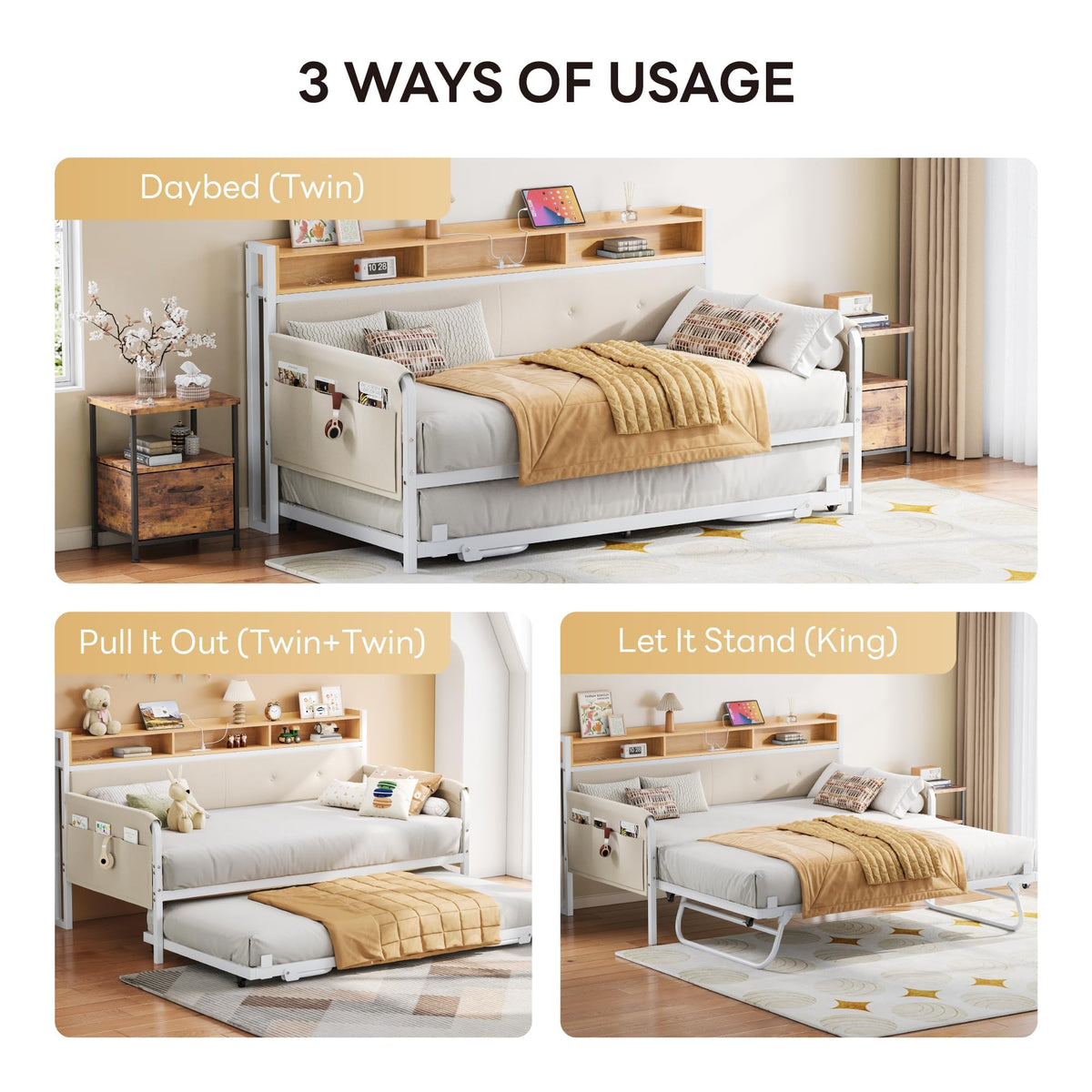 White Daybed with Trundle S490189