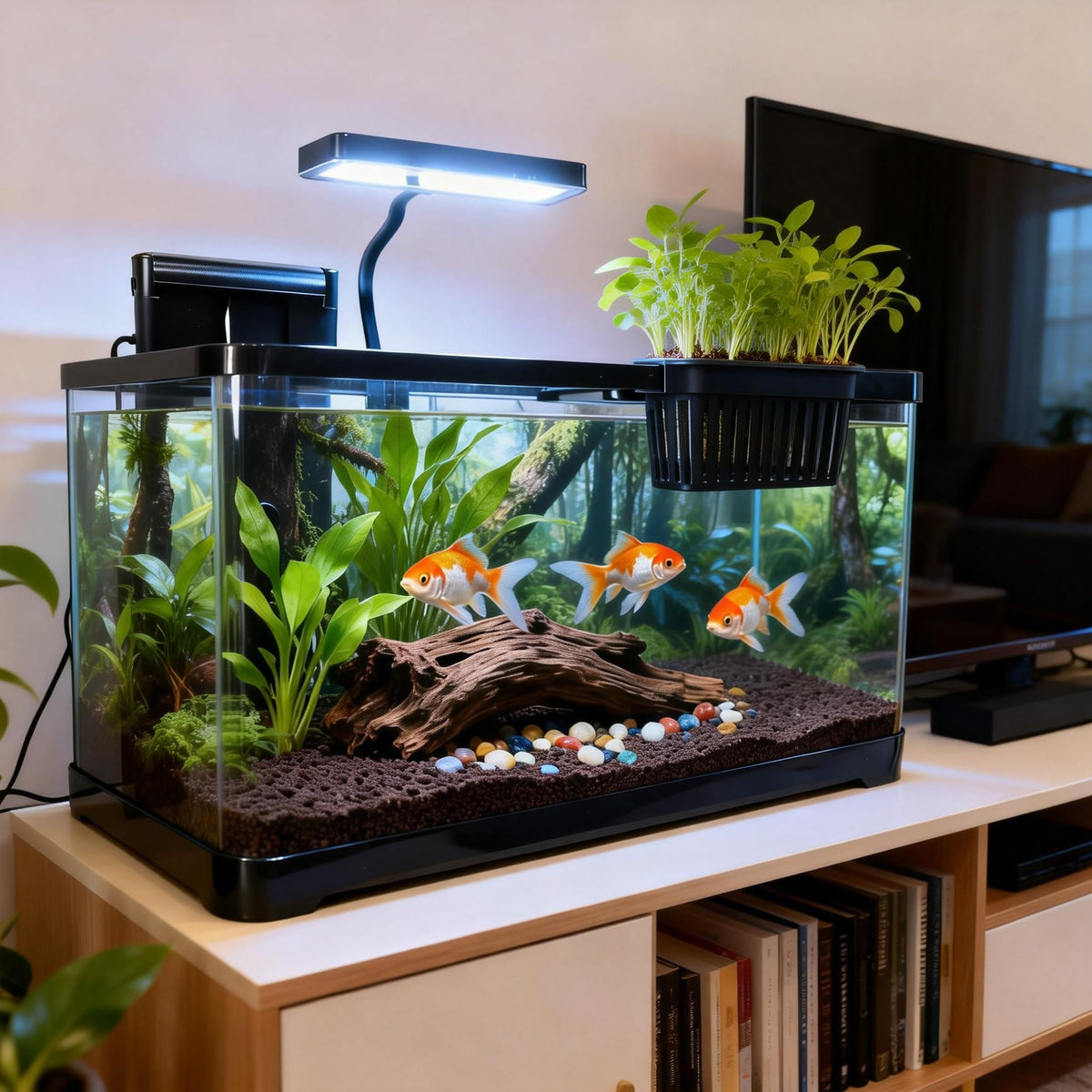 5 Gallon Plastic Aquarium Starter Kit with Filter and LED Light M473892