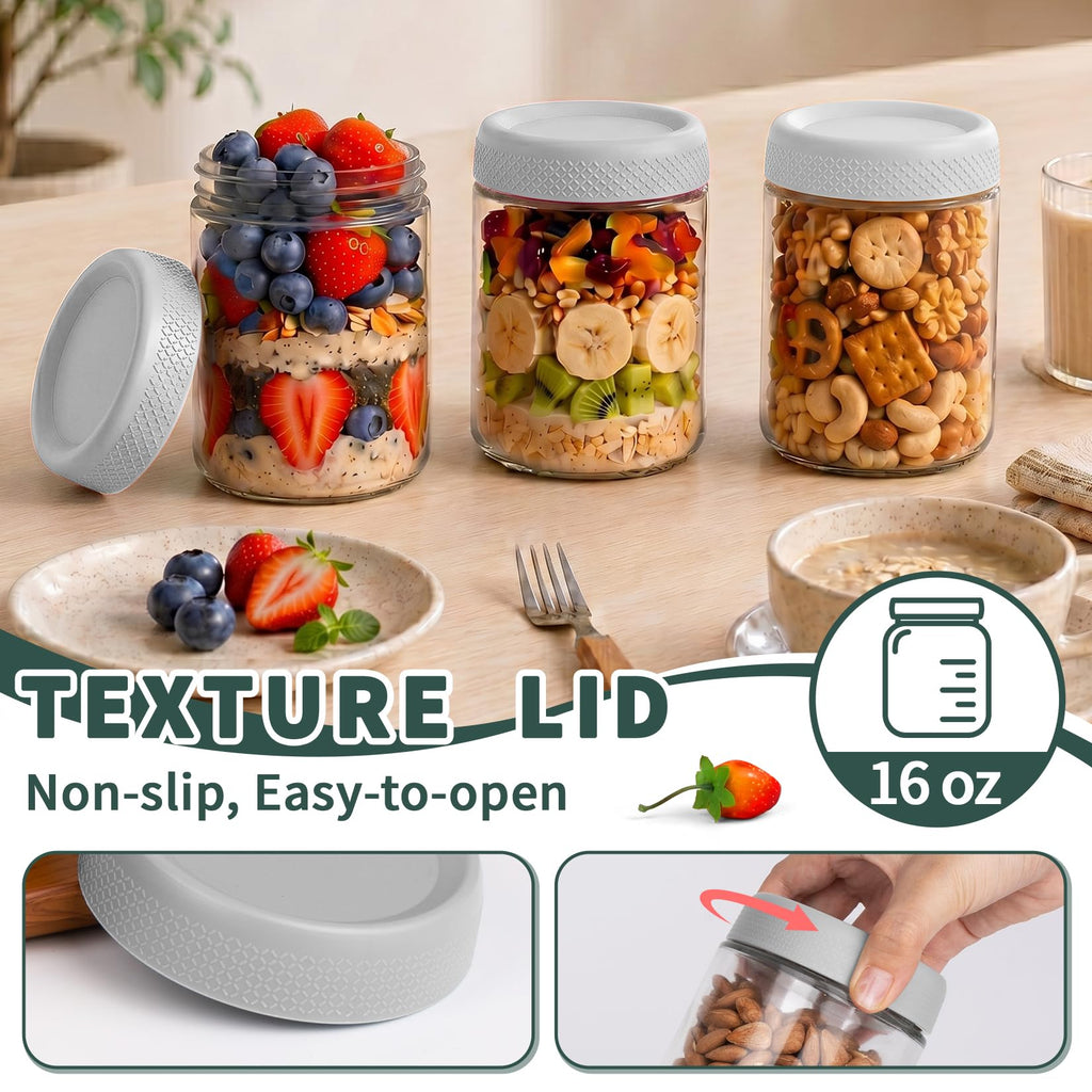 12 Pack 16 oz Glass Jars with Lid Y5541