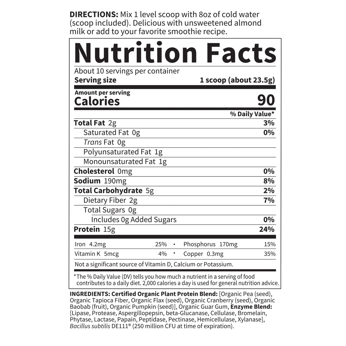 Organic Plant Protein Powder W84610