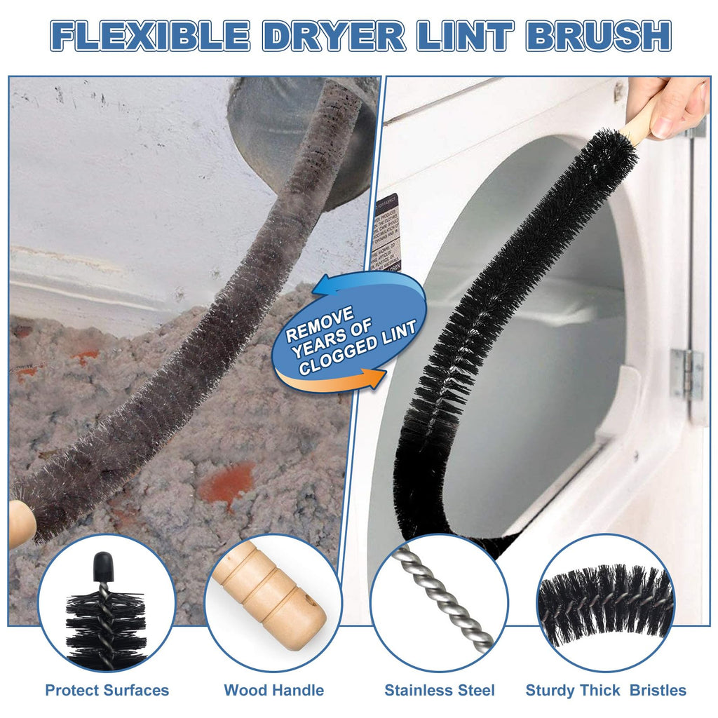 2Pcs Dryer Vent Cleaner Kit Vacuum Hose Attachment & Brush H802