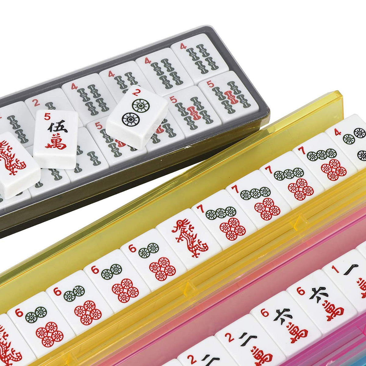 166 Tiles 4 Colors Mahjong Set with Soft Bag O754879