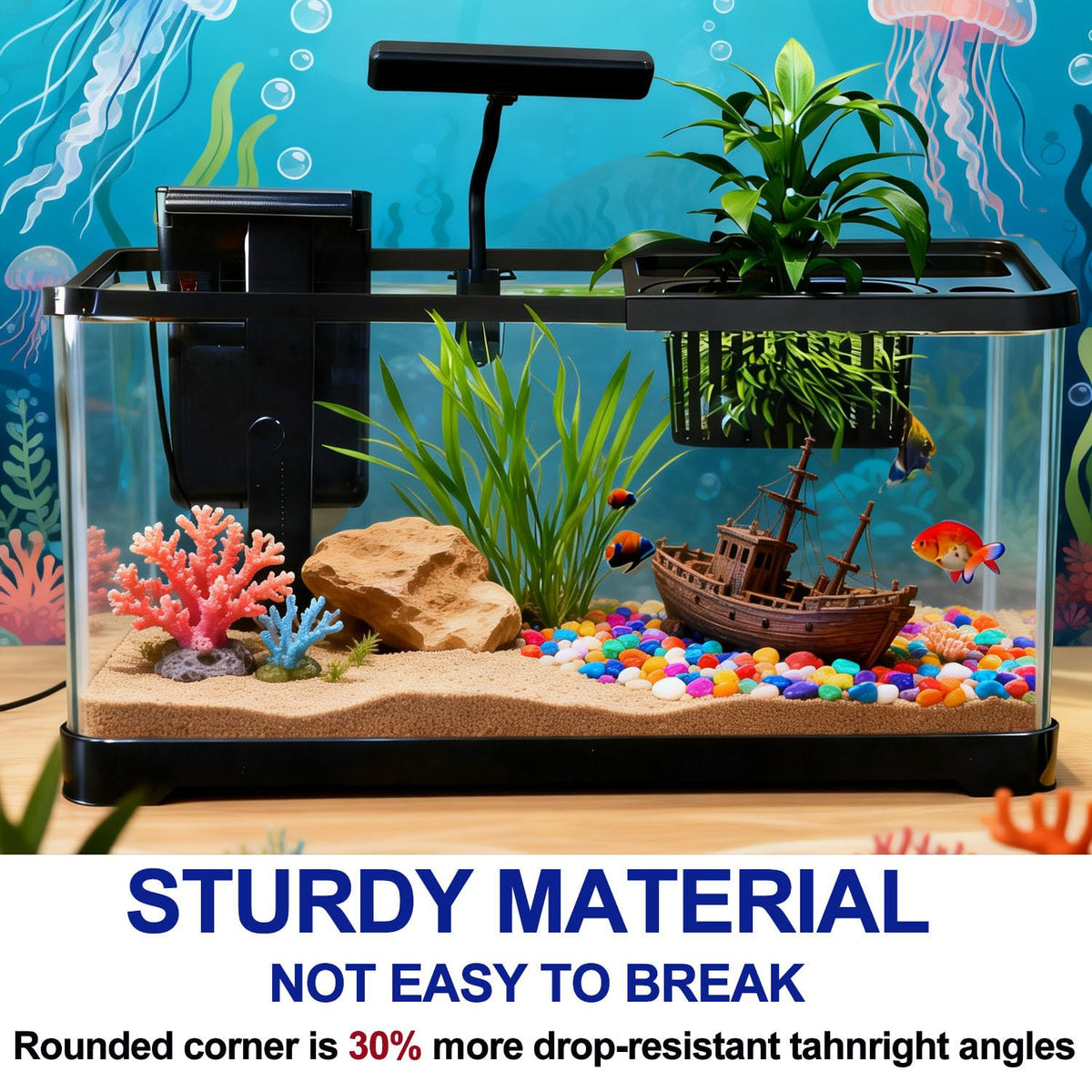 5 Gallon Plastic Aquarium Starter Kit with Filter and LED Light M473892