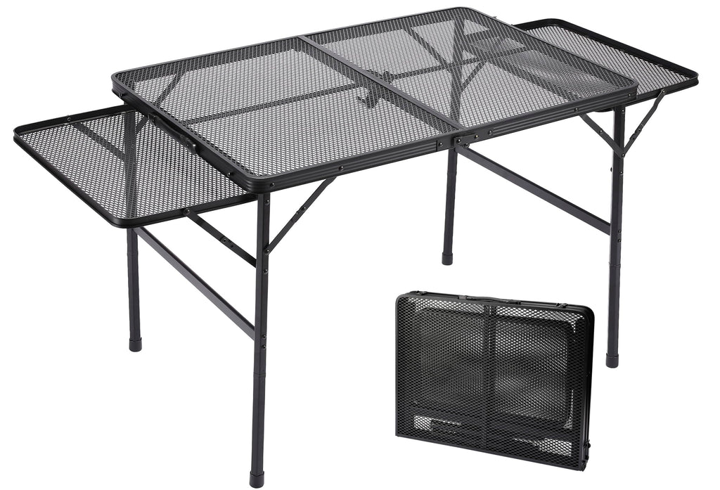 Black 4.4 FT Folding Camping Table with 2 Wing Panels D7046