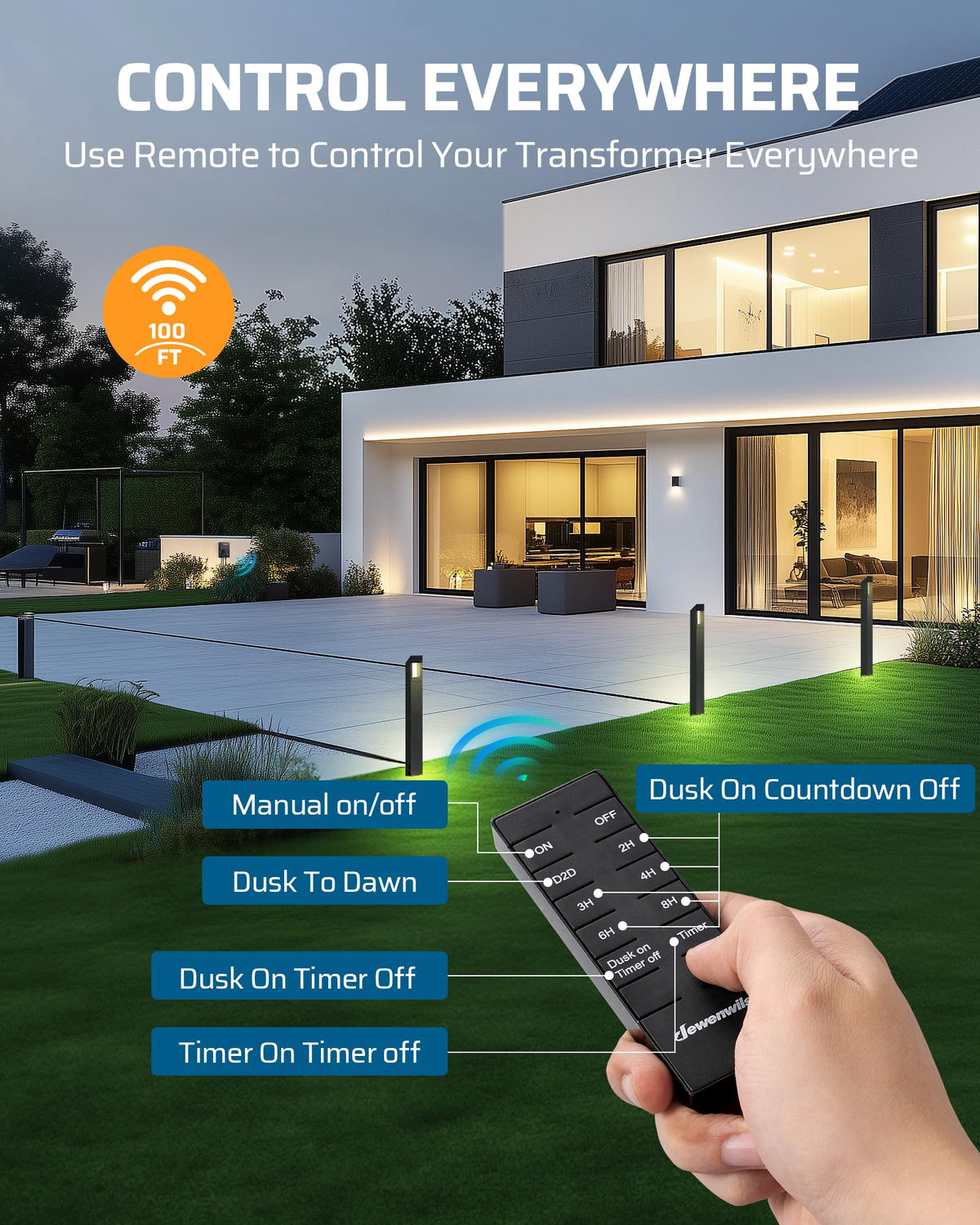 300W Low Voltage Transformer with Remote Photocell Sensor & Timer R39748