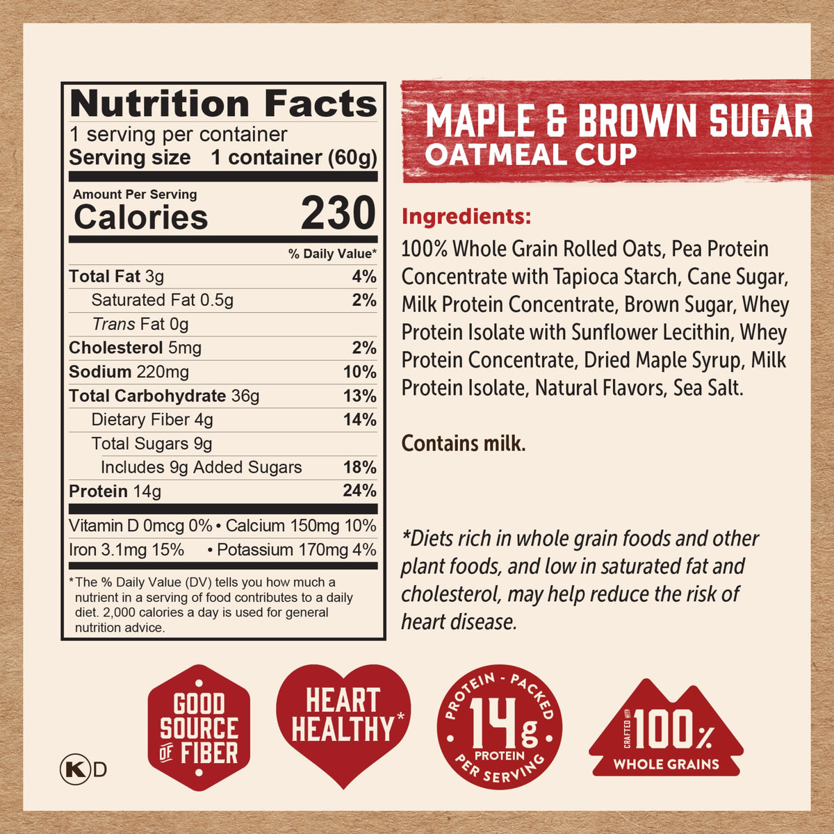 Instant Protein Maple & Brown Sugar Oatmeal, 2.12oz (Pack of 12) K185504