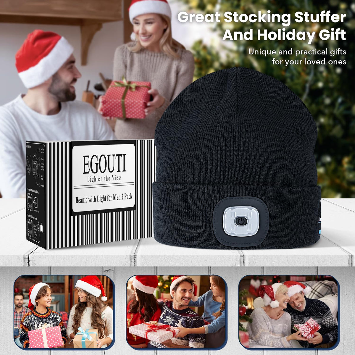 Bluetooth Beanie Hat with Light 2 Pack G156