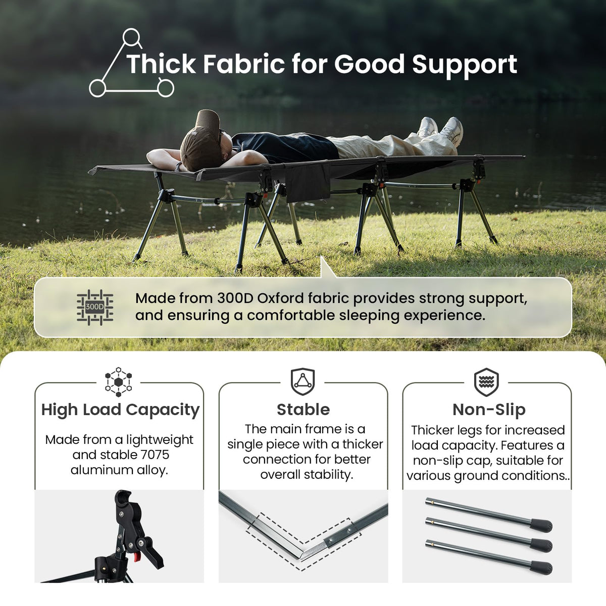 Height Adjustable Folding Camping Cot B104964