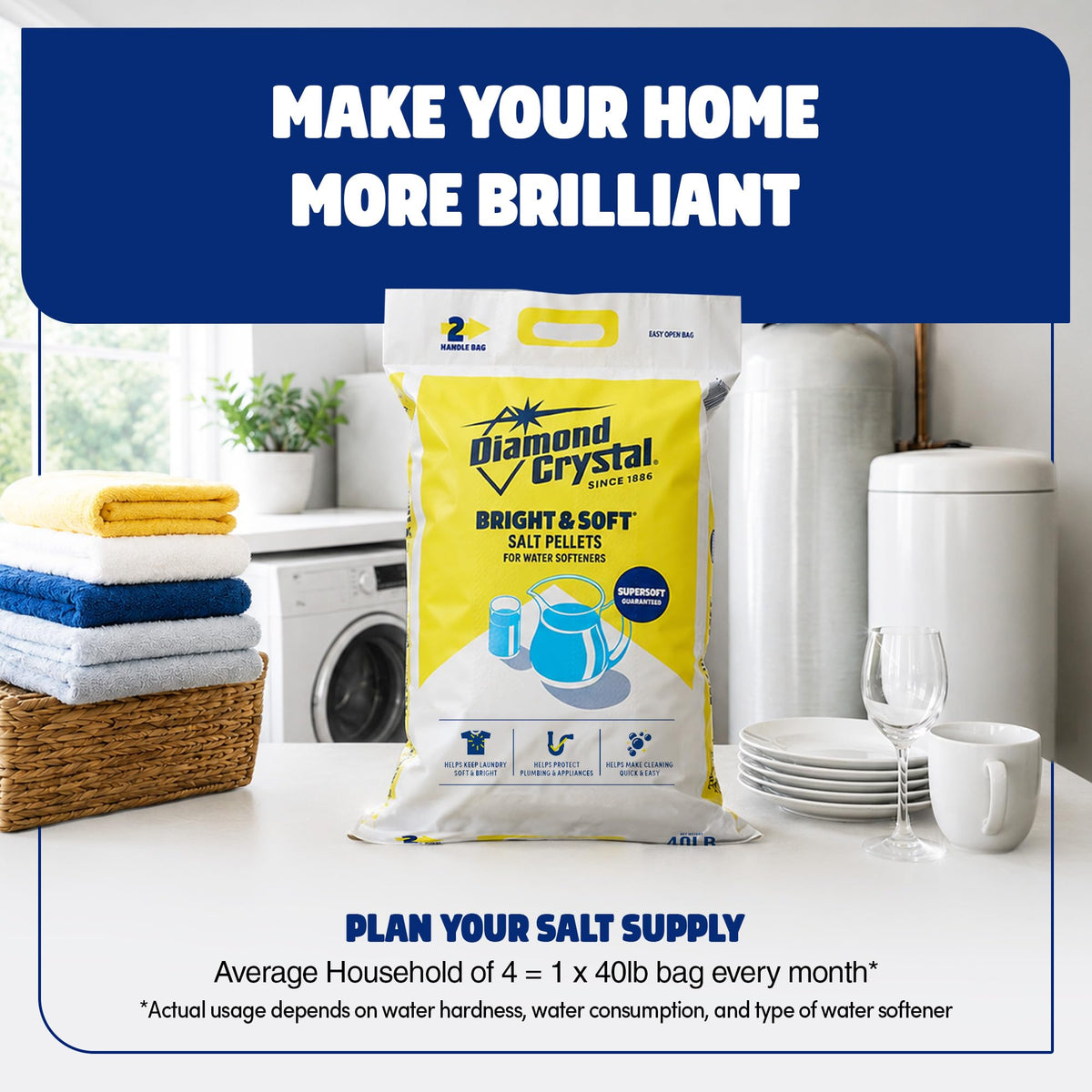 3 Pack Water Softener Salt Pellets, 40 Pounds I342