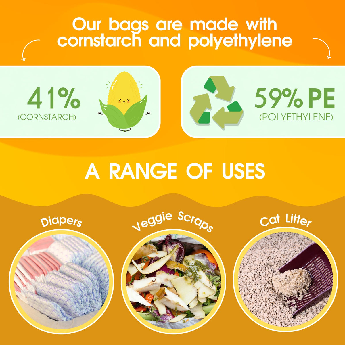 200 Count Unscented Tie Handles Poop Bags E658