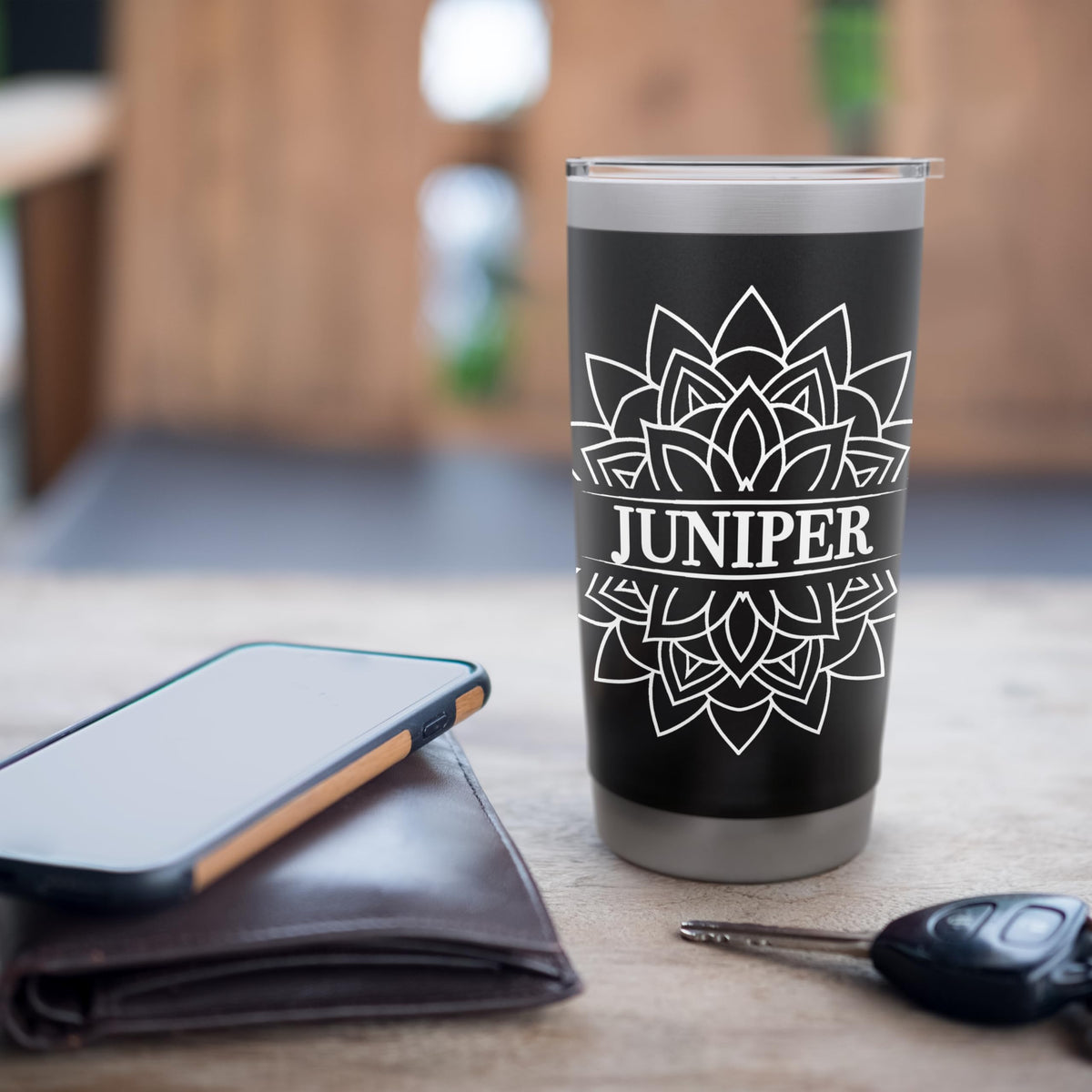 Black White Stainless Steel Insulated Travel Mug N9336