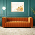 Orange Velvet Tufted 3-Seater Sofa J9404