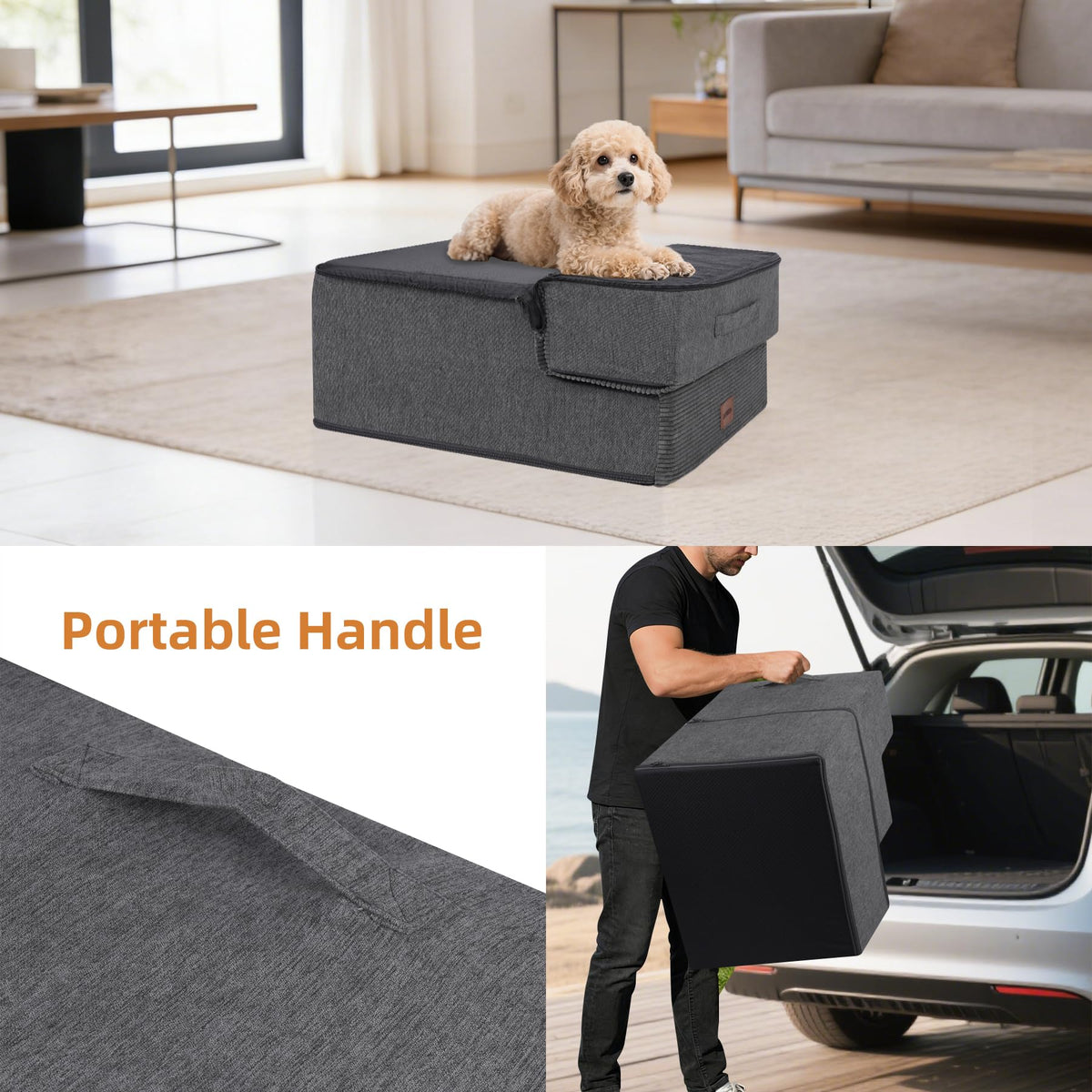 3-Step Non-Slip Dog Stairs with Washable Cover R75707
