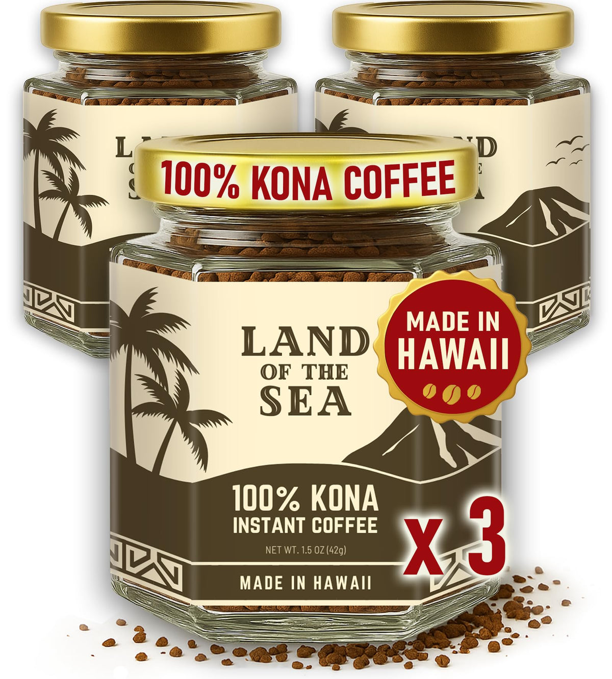 Hawaiian Instant Coffee 3 Packs Medium Roast Freeze Dried Arabica R83176