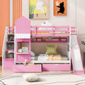 Twin Over Twin Bunk Bed with Slide, 2 Drawers & 3 Shelves E56960