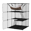 Black 4-Tier Metal Cat Cage with Hammock Q66611
