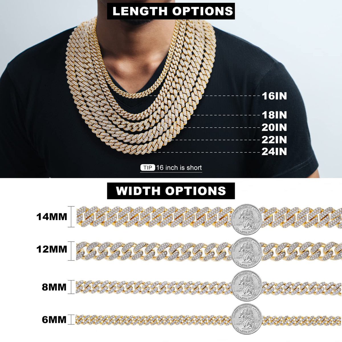 Moissanite Cuban Link Chain Necklace 18k Gold Plated 925 Sterling Silver A50621