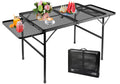 Black 4.4 FT Folding Camping Table with 2 Wing Panels D7046