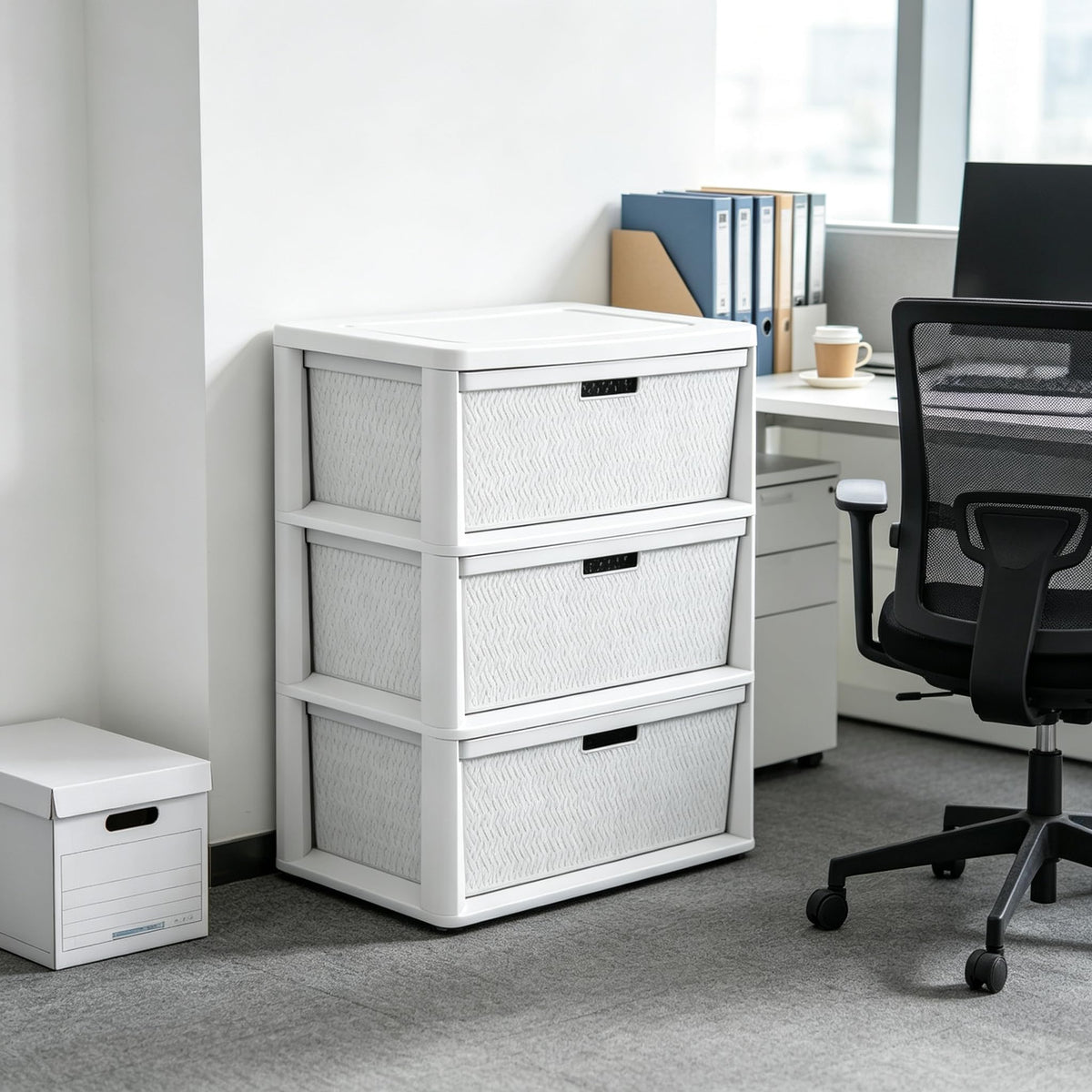 White 3 Drawer Storage Tower H307