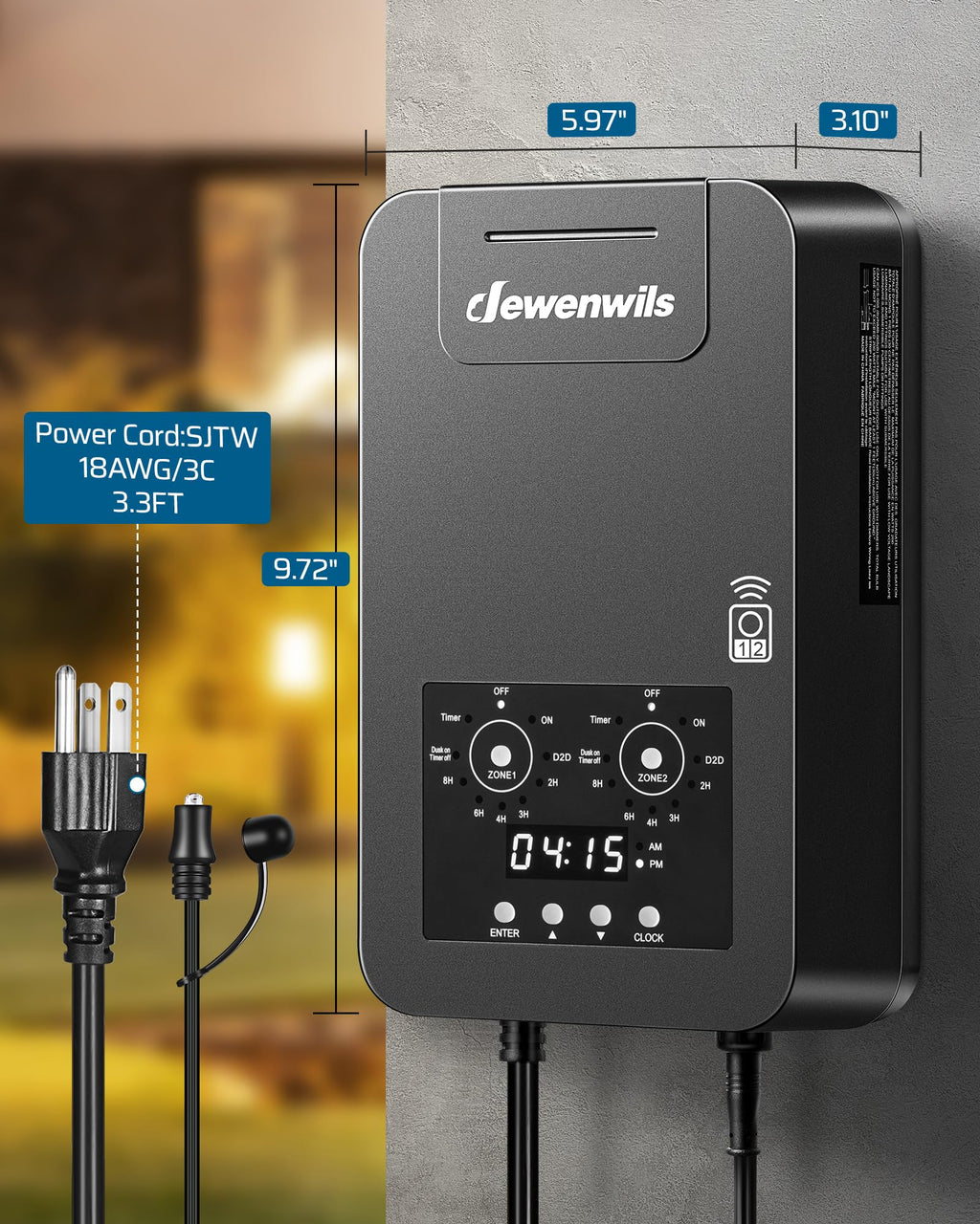 300W Low Voltage Transformer with Remote Photocell Sensor & Timer R39748