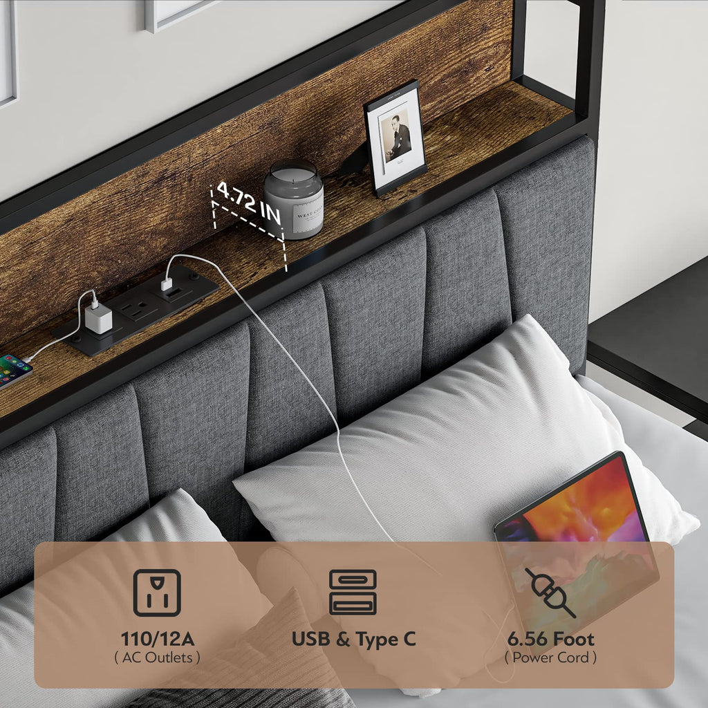 Full Size Storage Bed Frame with Headboard G221