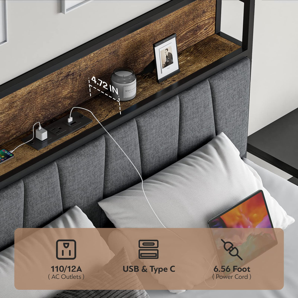 Full Size Storage Bed Frame with Headboard G221