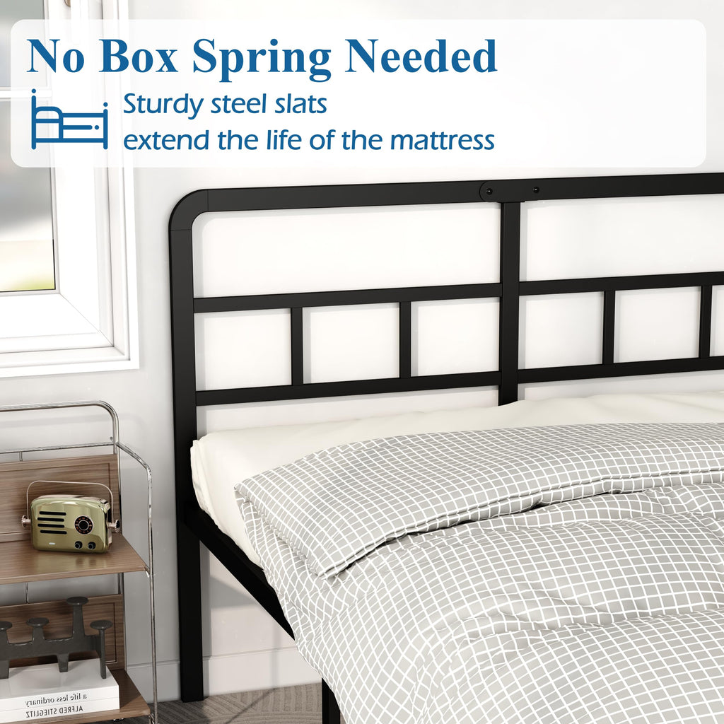 18 Inch Metal Queen Bed Frame with Headboard H124113