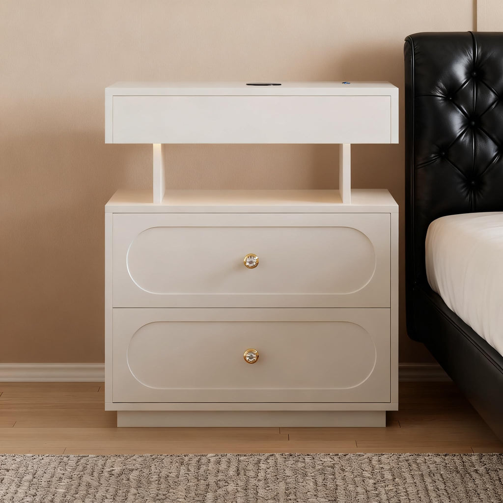 3-Drawer LED Nightstand with Light F8254