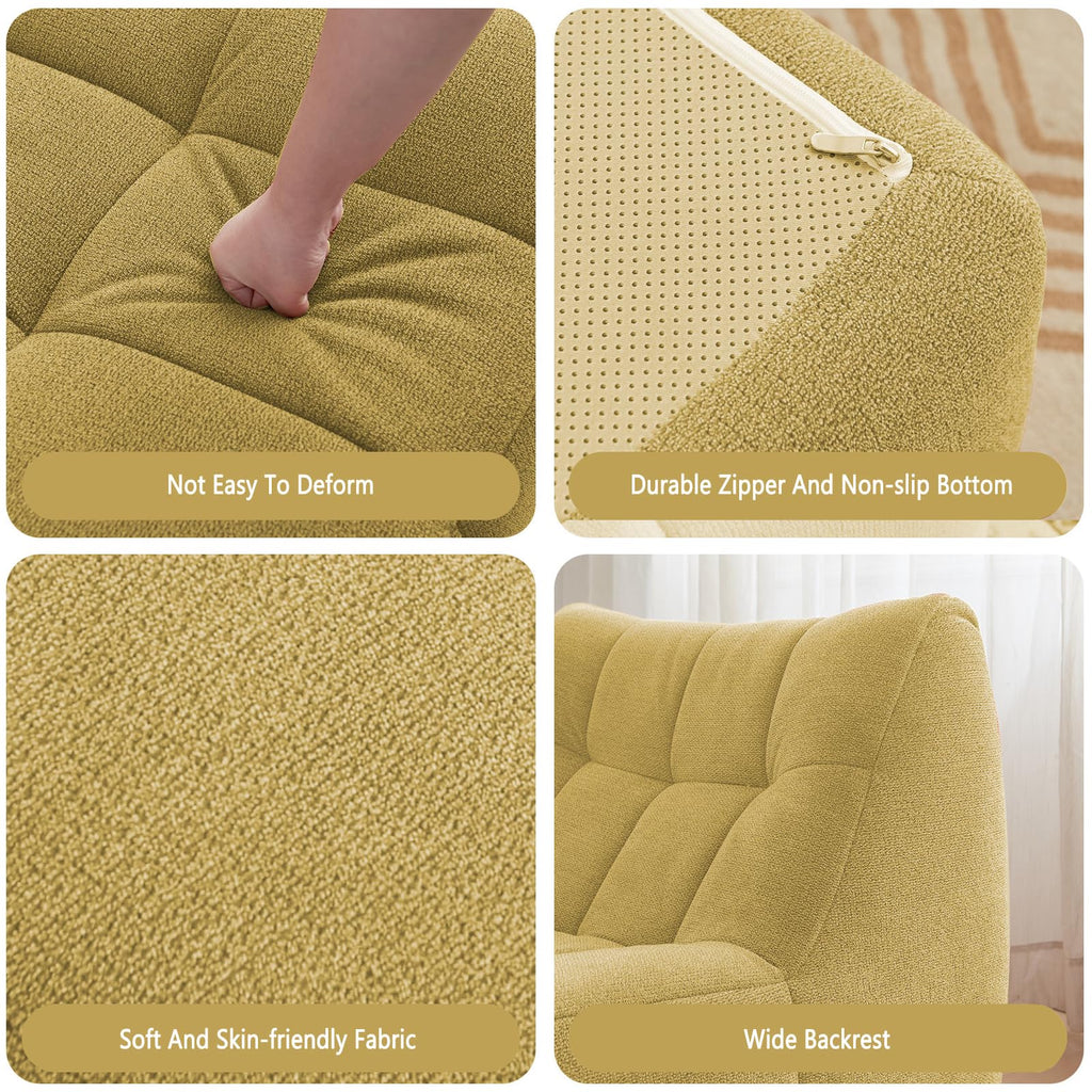 Yellow Memory Foam Bean Bag Chair with Ottoman Q42547