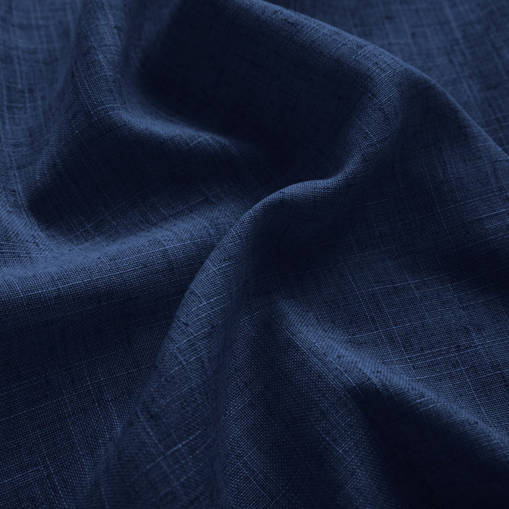 Navy Blue Linen Curtains 96 Inches Long Rod Pocket Semi Sheer Cotton Canvas F778637