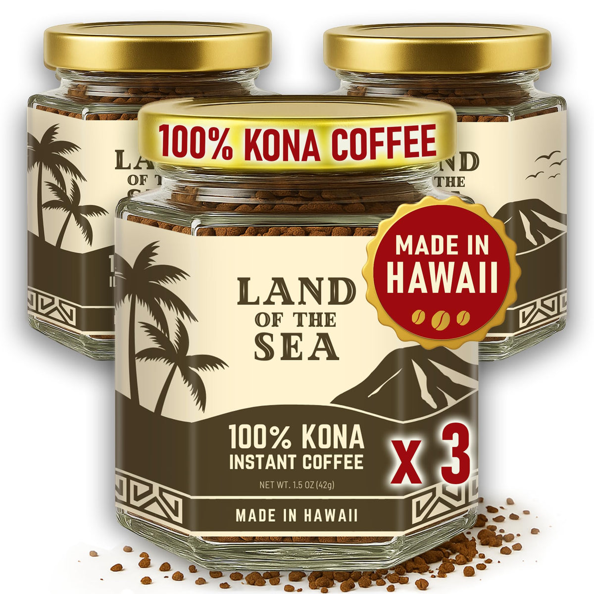 Hawaiian Instant Coffee 3 Packs Medium Roast Freeze Dried Arabica R83176