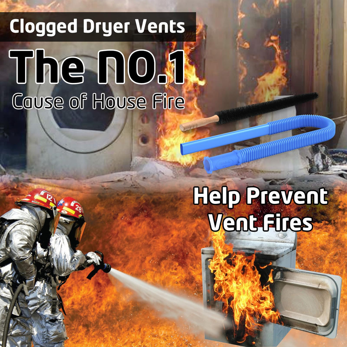 2Pcs Dryer Vent Cleaner Kit Vacuum Hose Attachment & Brush H802