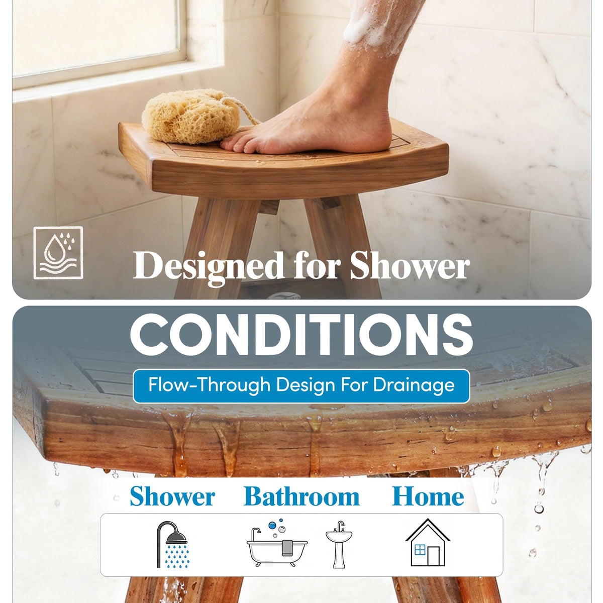 18" Teak Shower Bench T39744