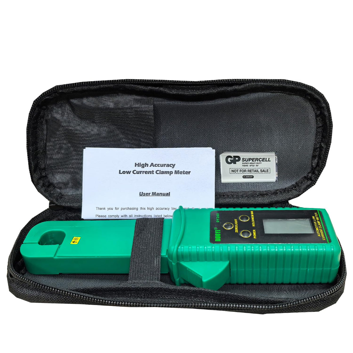 AC/DC Clamp-On Ammeter with 1mA Resolution, 60A Range, Data Hold & Backlight C6779
