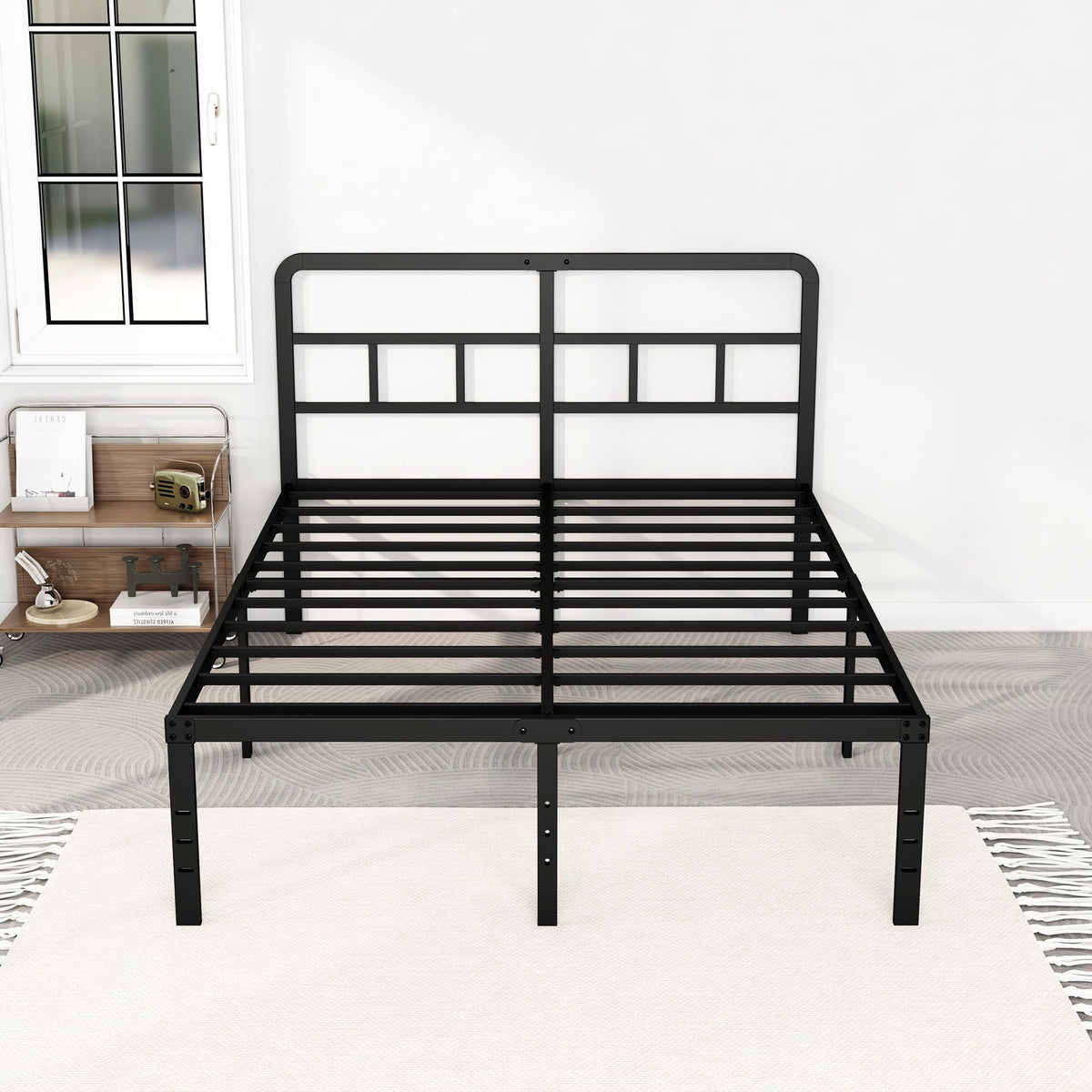 18 Inch Metal Queen Bed Frame with Headboard H124113
