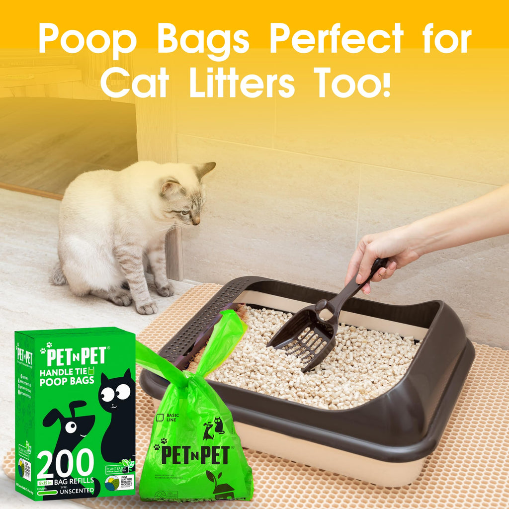 200 Count Unscented Tie Handles Poop Bags E658