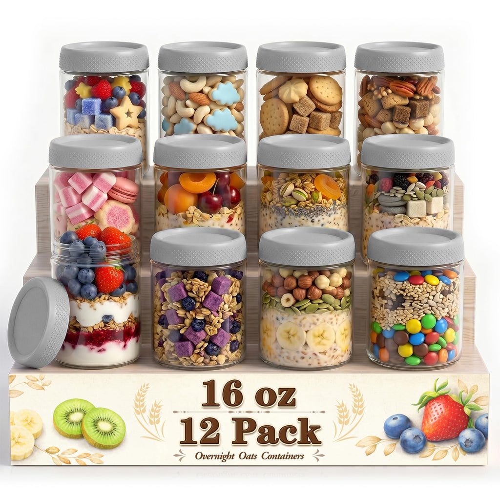 12 Pack 16 oz Glass Jars with Lid Y5541