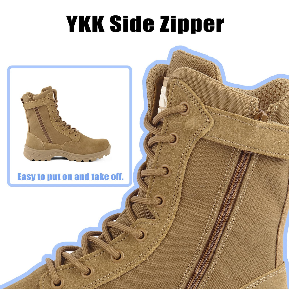 Lightweight Tactical Boots with Side Zipper N872
