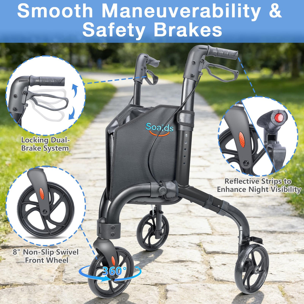 Lightweight Foldable 3 Wheel Walker A739