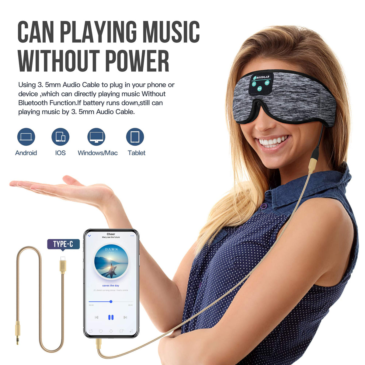 3D Sleep Mask with Bluetooth Headphones B29018