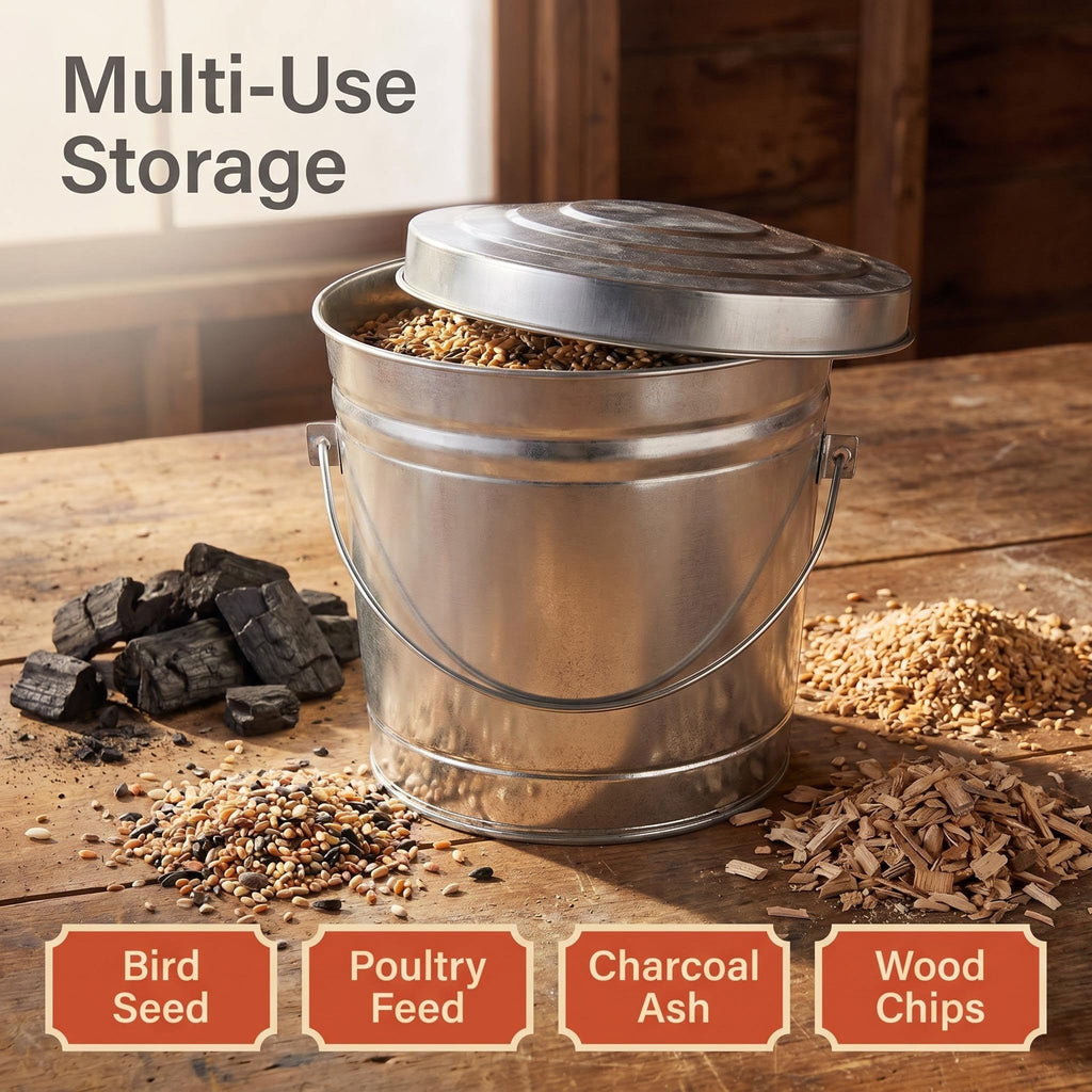 6 Gallon Galvanized Steel Storage Container with Locking Lid Z446