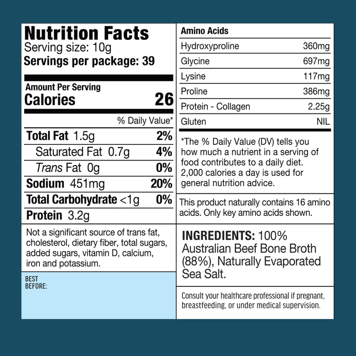 Natural Beef Bone Broth Concentrate 13.26 Floz U9264