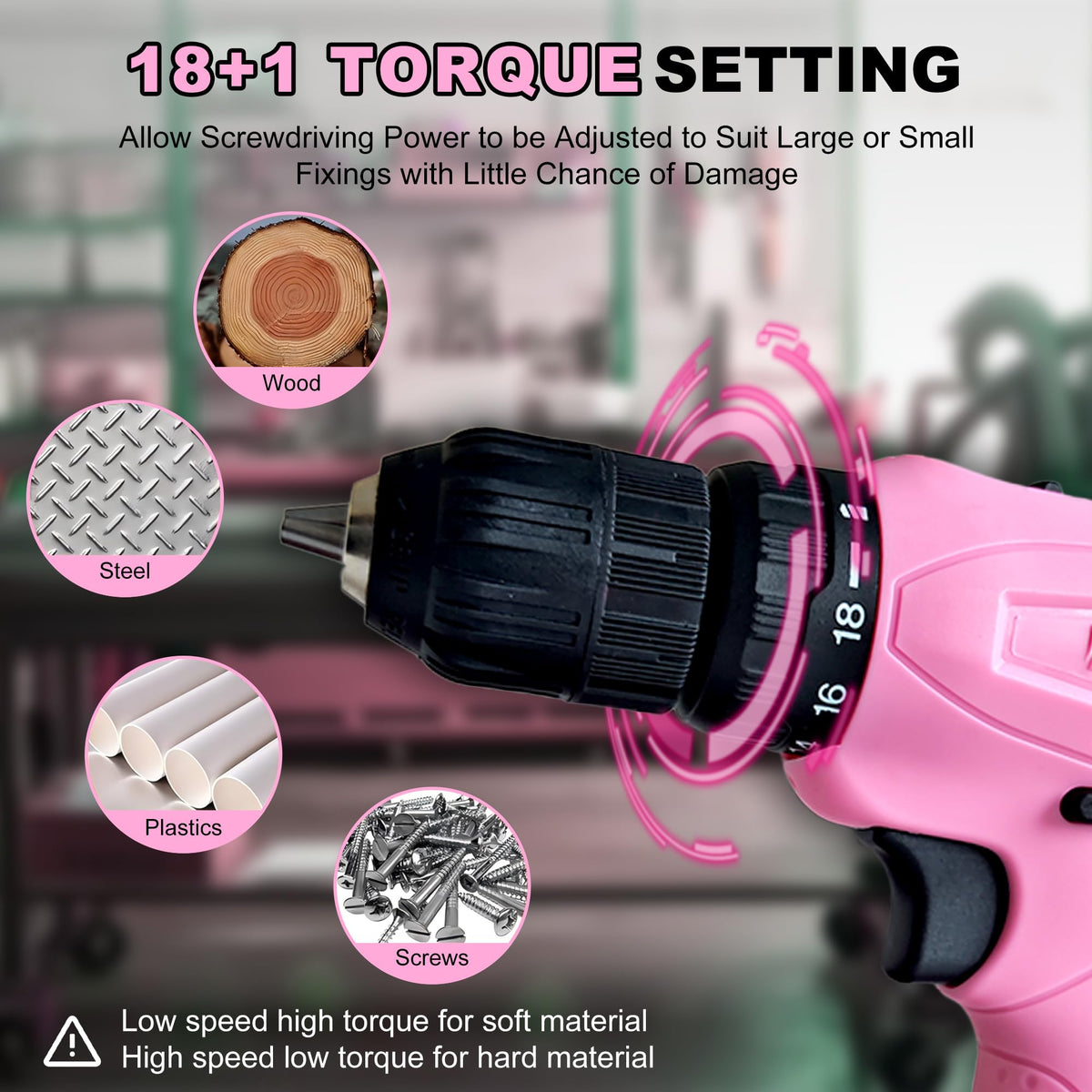 Pink 12V Cordless Drill Set with Battery and Charger T984