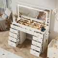 46" White Makeup Vanity Desk with Mirror and Lights B73645