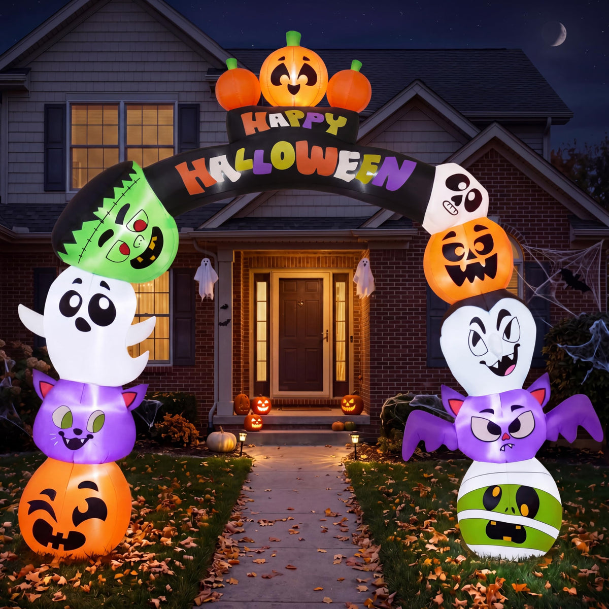 8 FT Halloween Inflatable Pumpkin Archway with LED Lights E7798