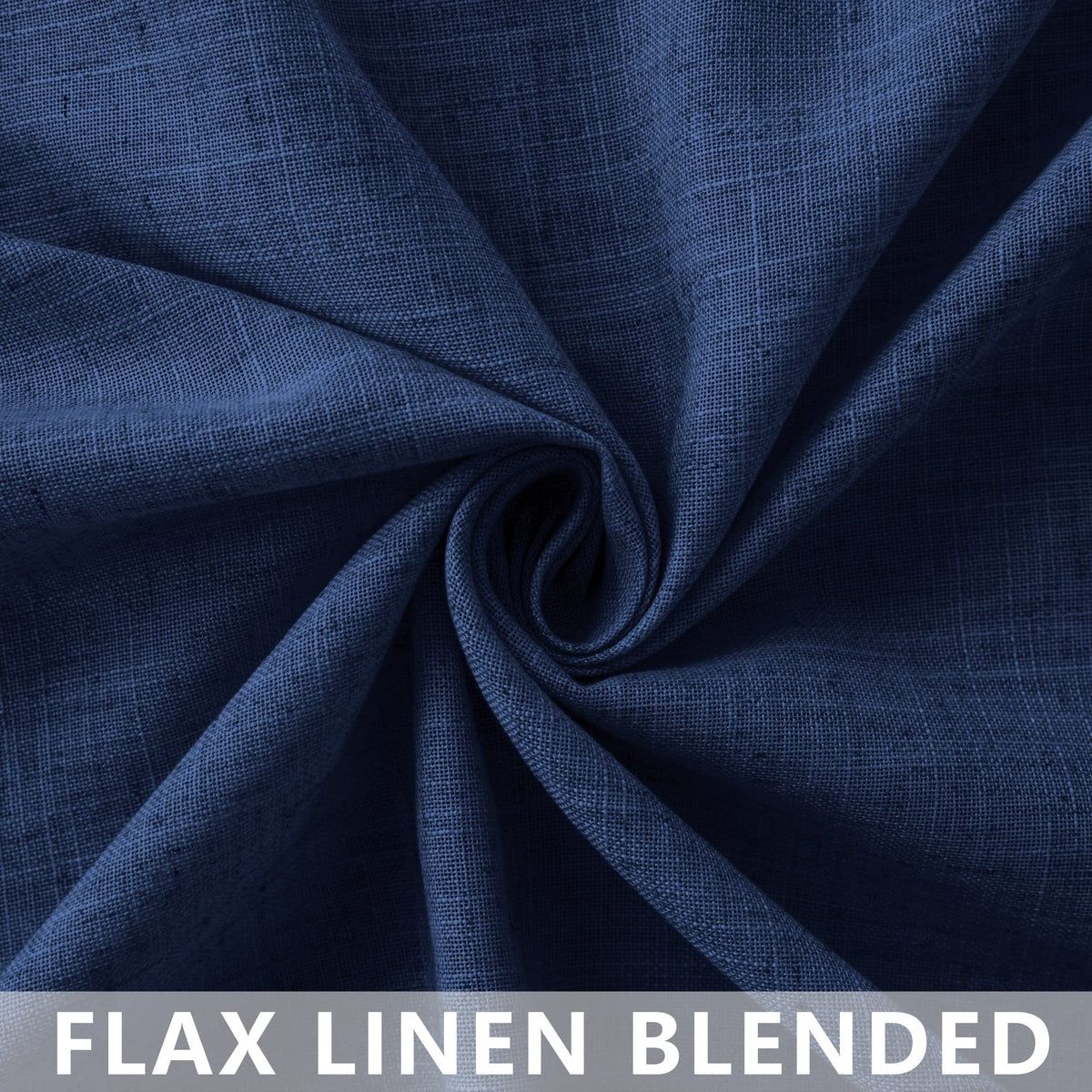 Navy Blue Linen Curtains 96 Inches Long Rod Pocket Semi Sheer Cotton Canvas F778637
