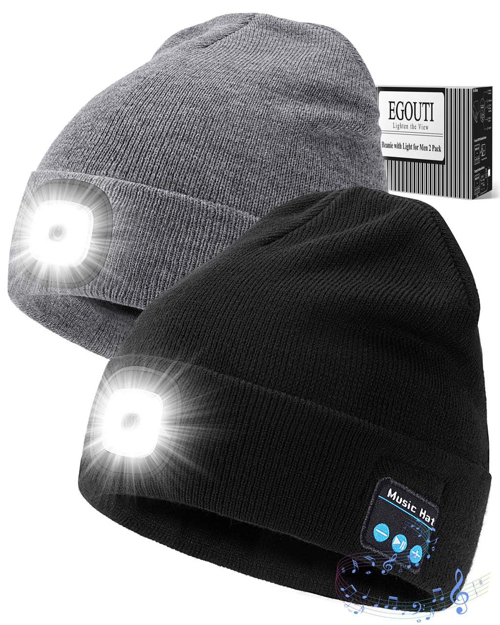 Bluetooth Beanie Hat with Light 2 Pack G156