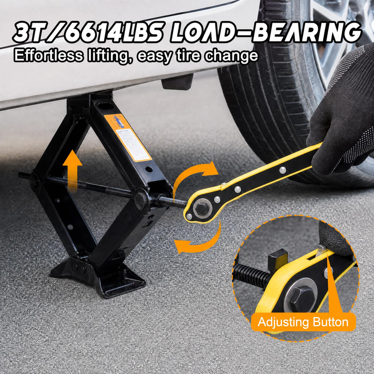 3 Ton Scissor Car Jack Kit with Wrench B770